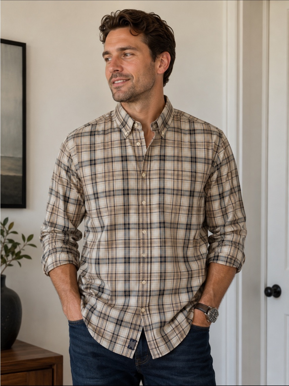 Burberry London checkered button up shirt